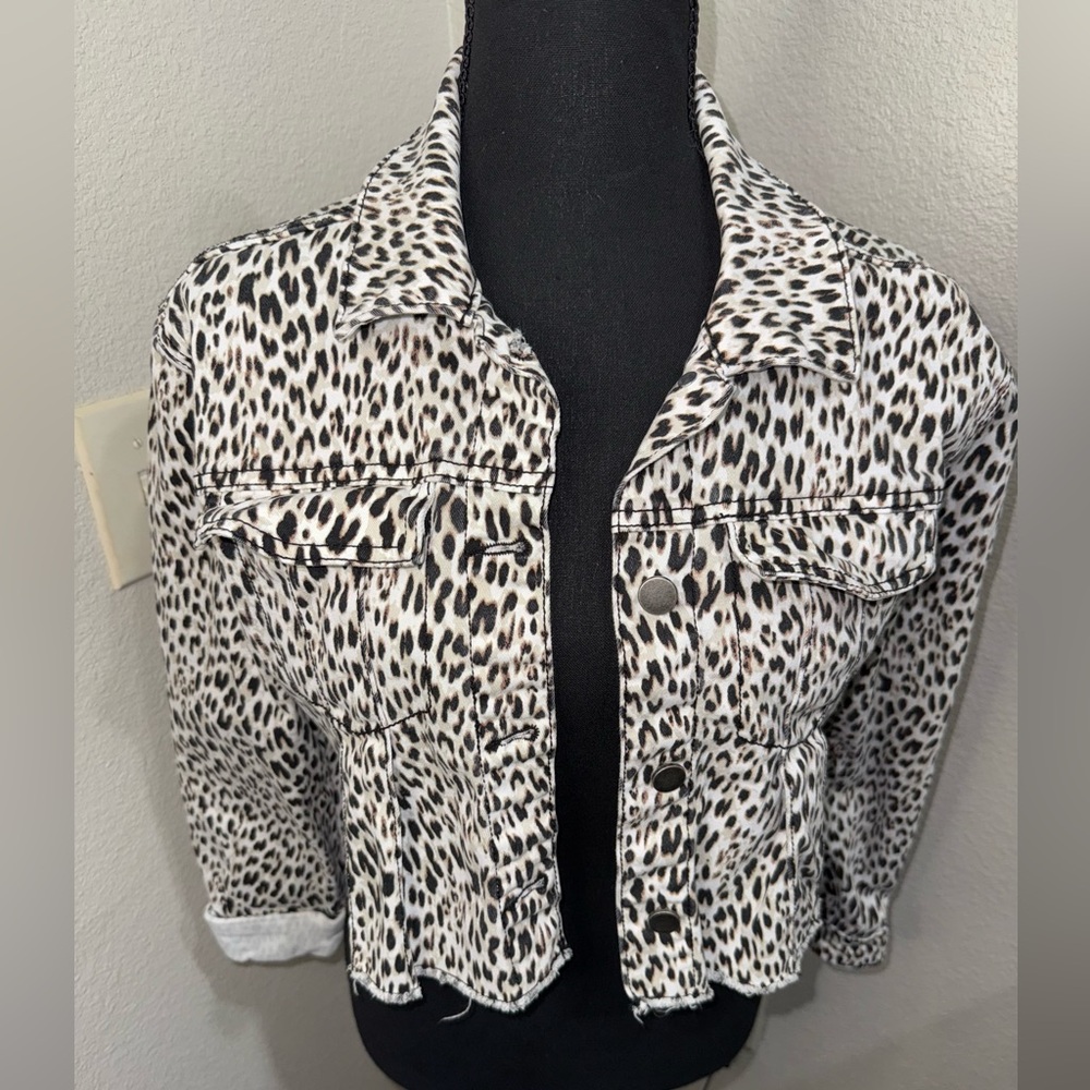 Candie's Black and White Animal Print Jean Jacket